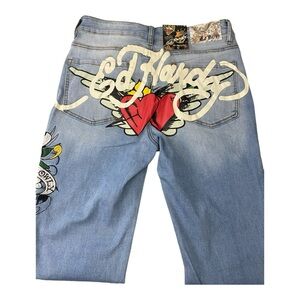Ed Hardy Love Kills Slowly Scull SLIM FLARE JEAN Size 32 NWT